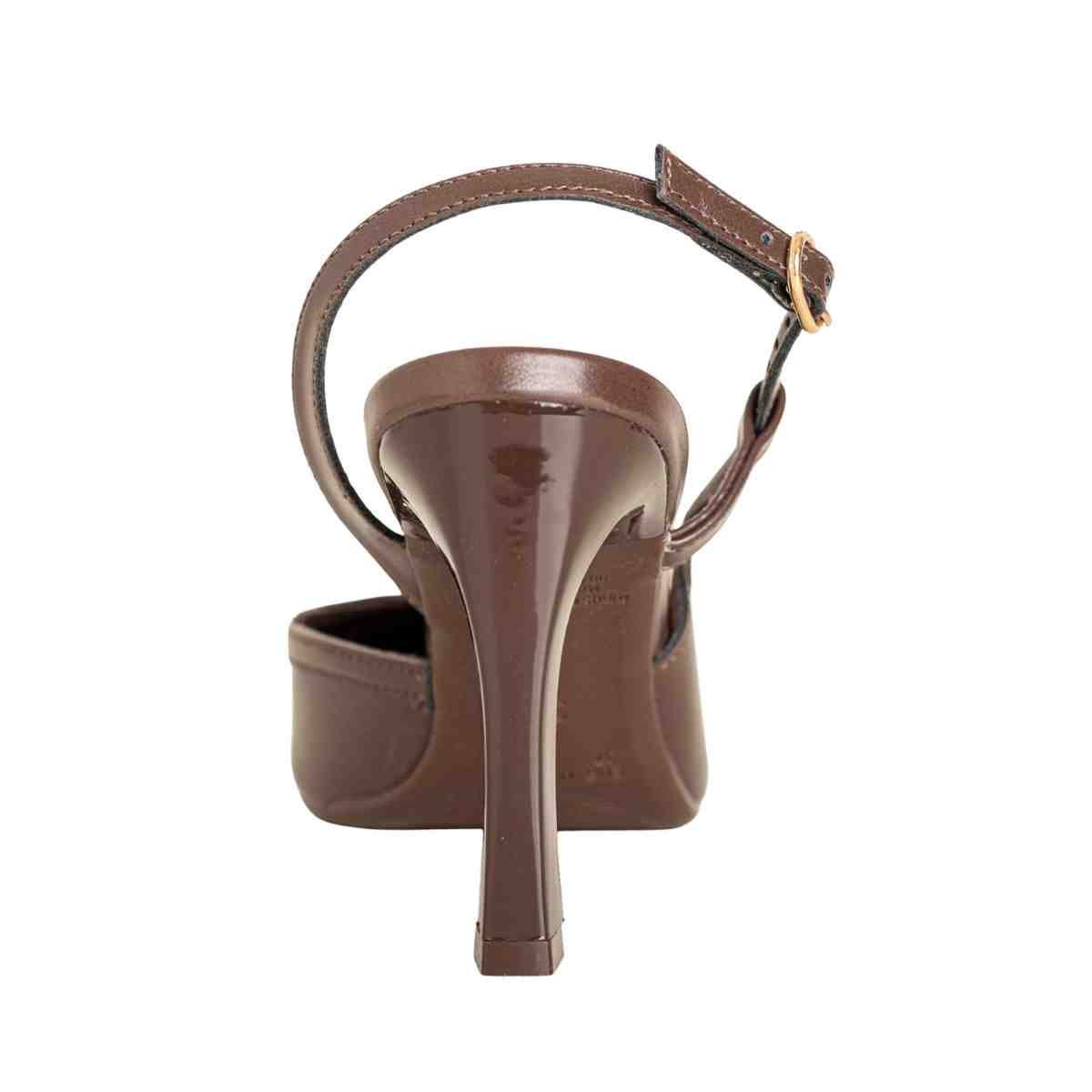 Slingback Feminino Dm Bico Fino Salto Alto  Marrom Expresso Marrom 4