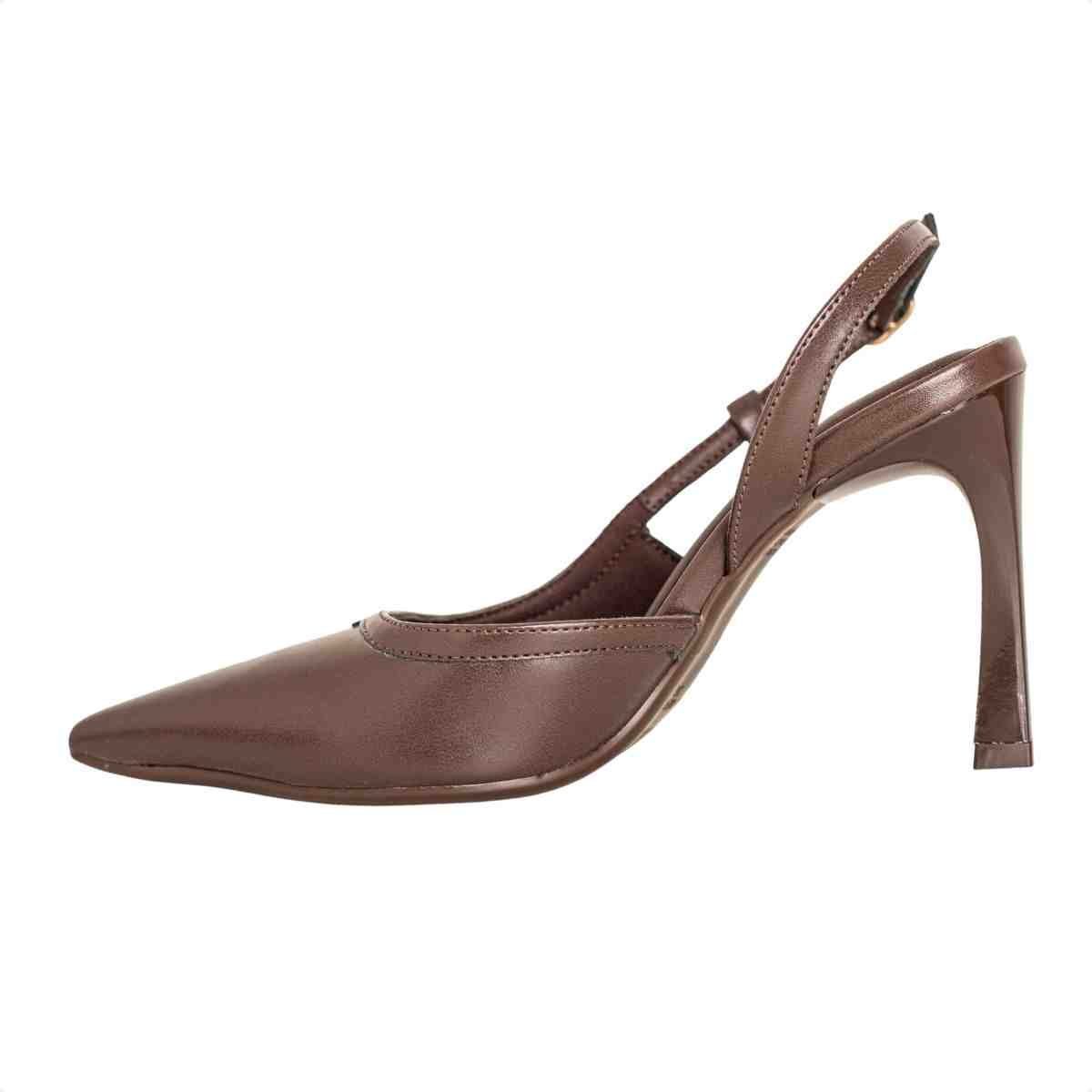 Slingback Feminino Dm Bico Fino Salto Alto  Marrom Expresso Marrom 5