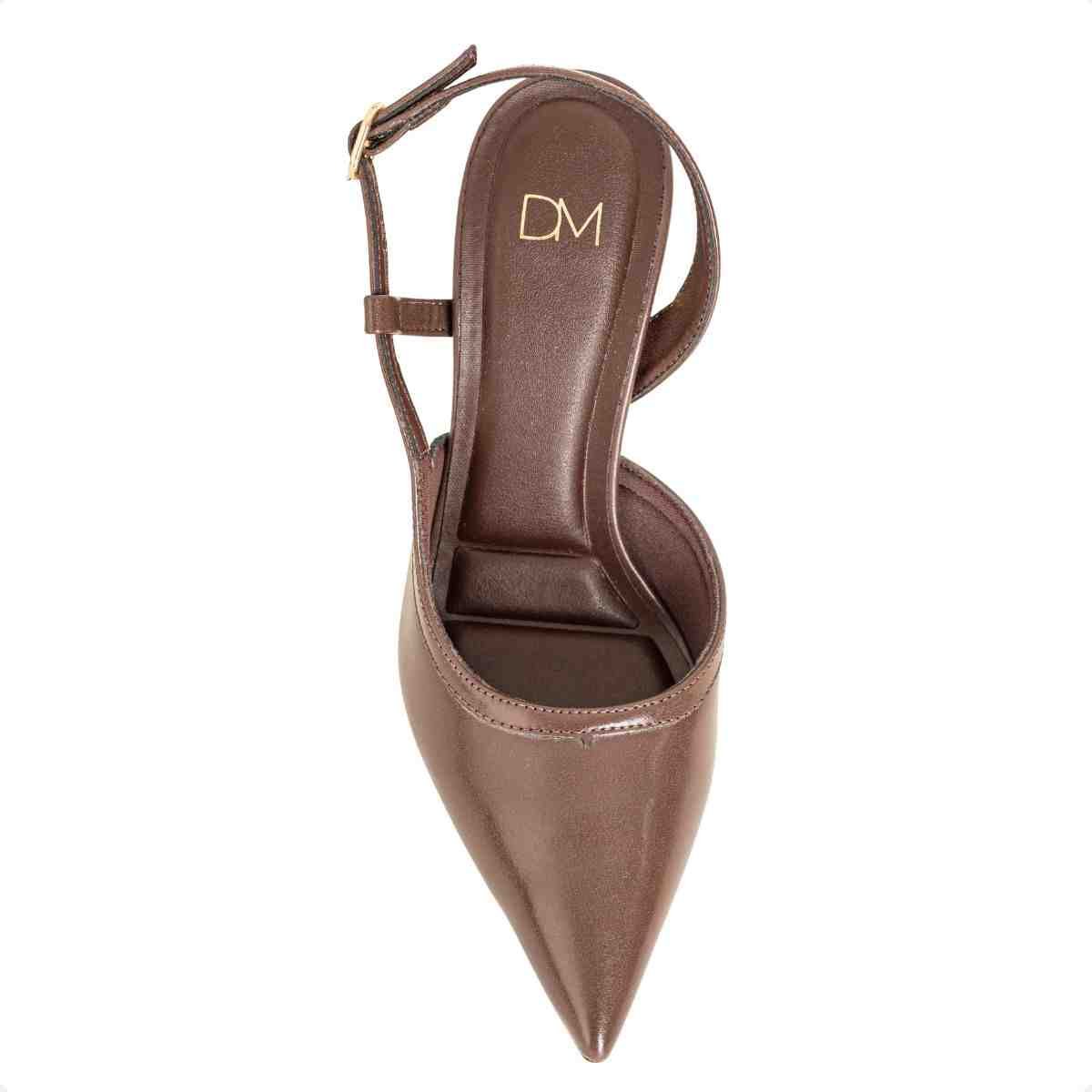 Slingback Feminino Dm Bico Fino Salto Alto  Marrom Expresso Marrom 6