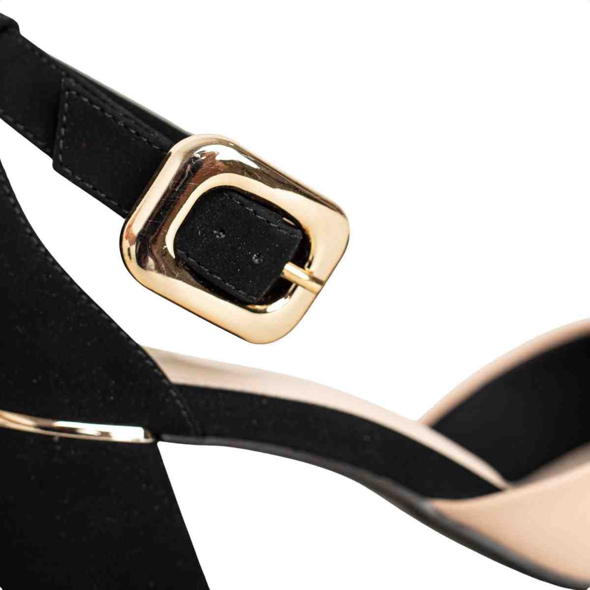 Scarpin Feminino Dm Bicolor Salto Bloco Nude E Preto Preto/Bege 4