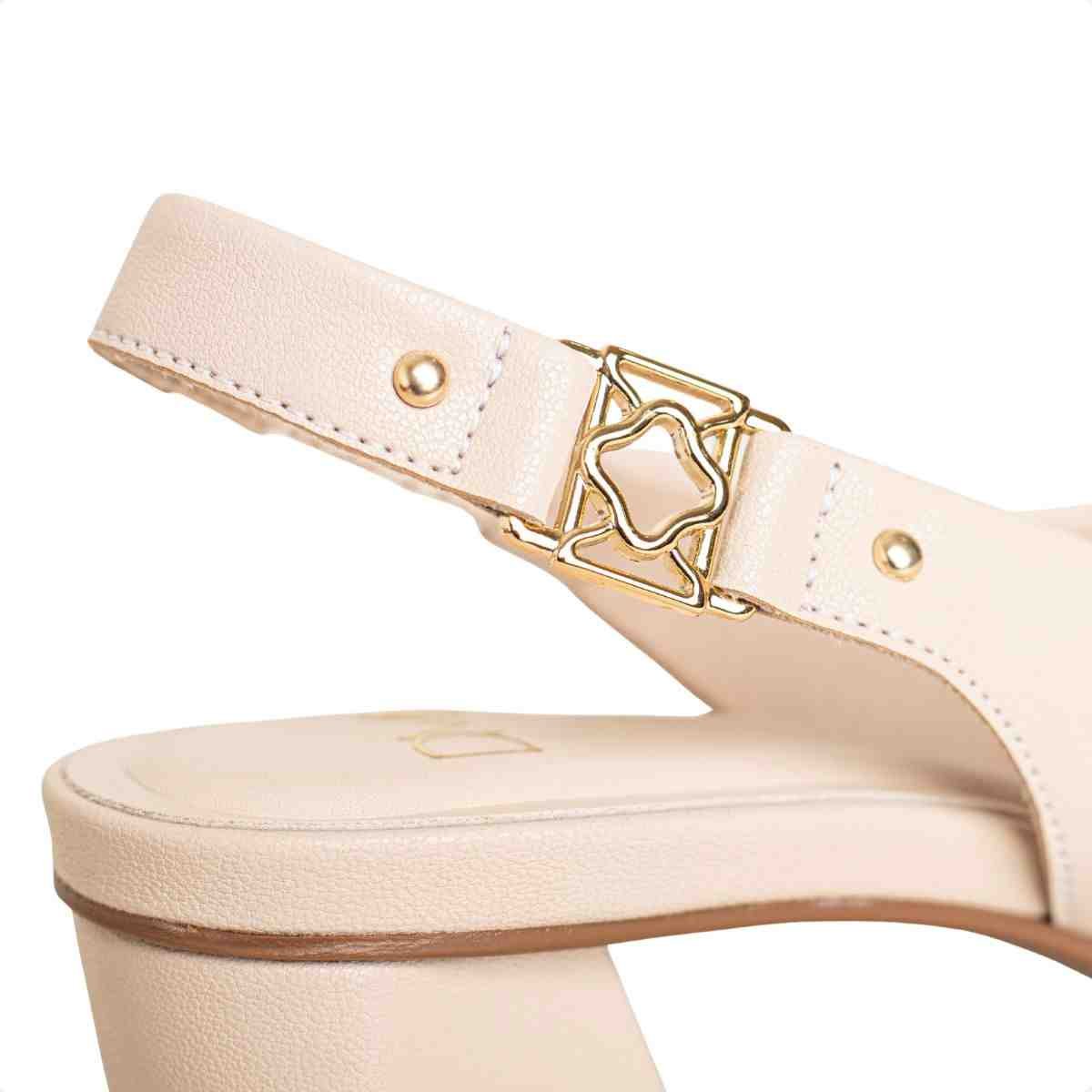 Slingback Feminino Dm Salto Bloco Bico Fino Nude Aveia Bege 3