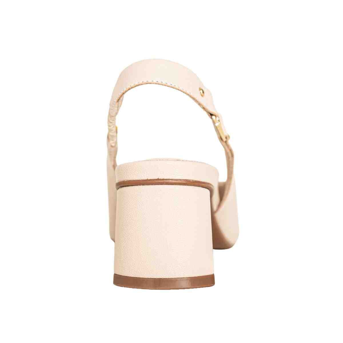 Slingback Feminino Dm Salto Bloco Bico Fino Nude Aveia Bege 4