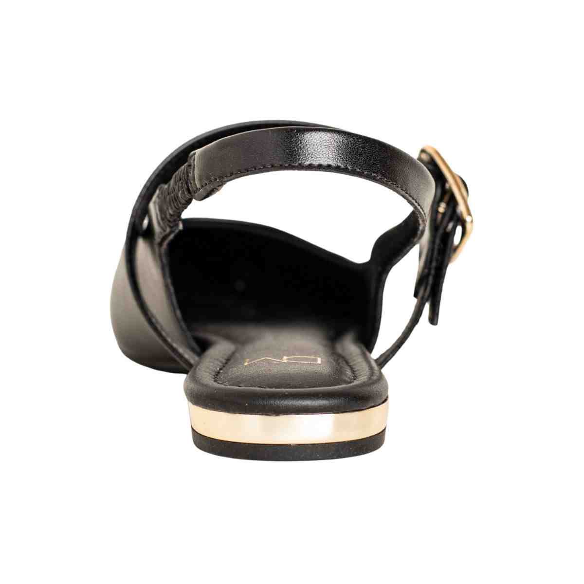 Slingback Feminino Dm Salto Baixo Com Fivela Preto Preto 4