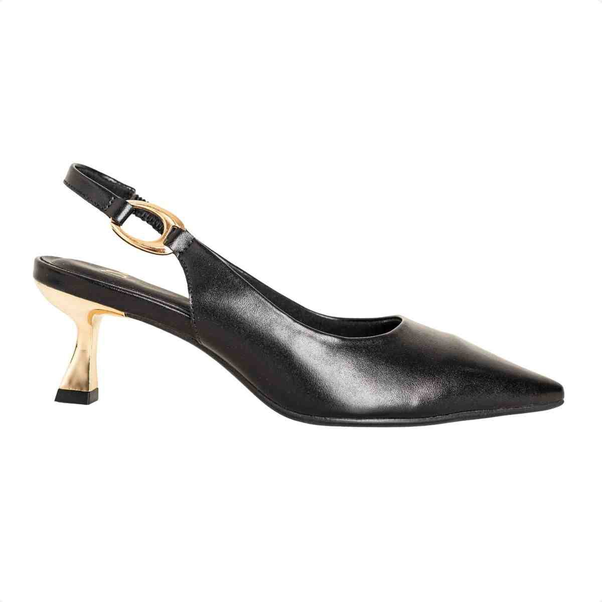 Slingback Feminino Dm Salto Médio Taça Preto