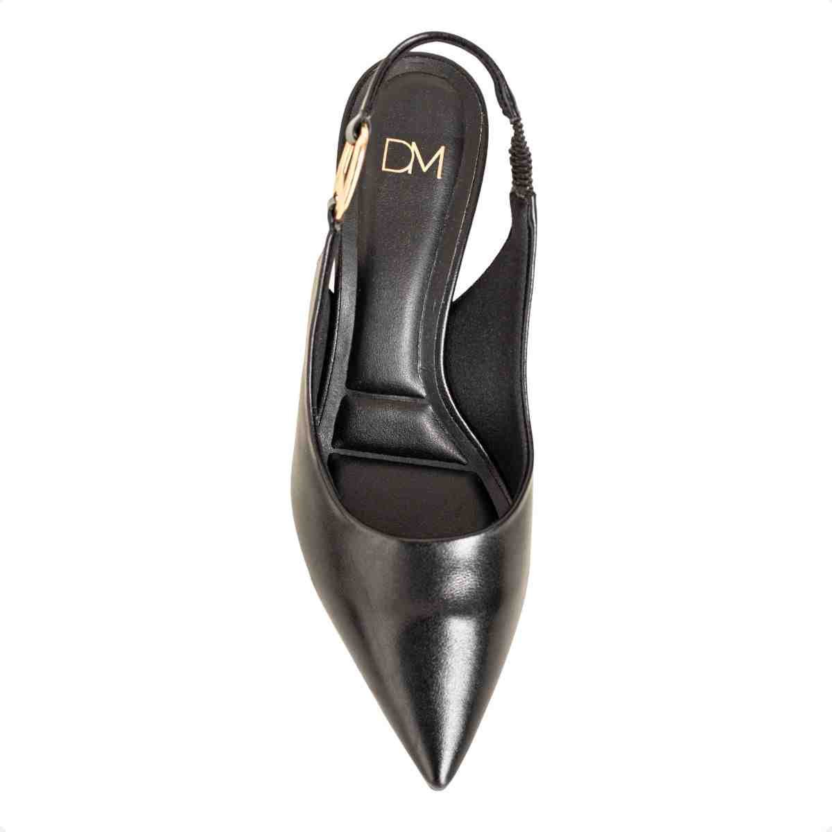 Slingback Feminino Dm Salto Médio Taça Preto Preto 5