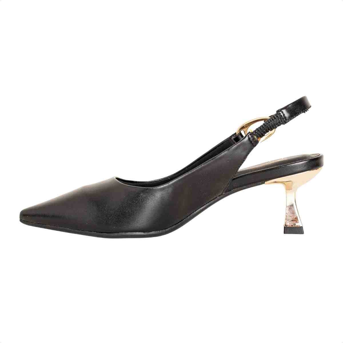 Slingback Feminino Dm Salto Médio Taça Preto Preto 6
