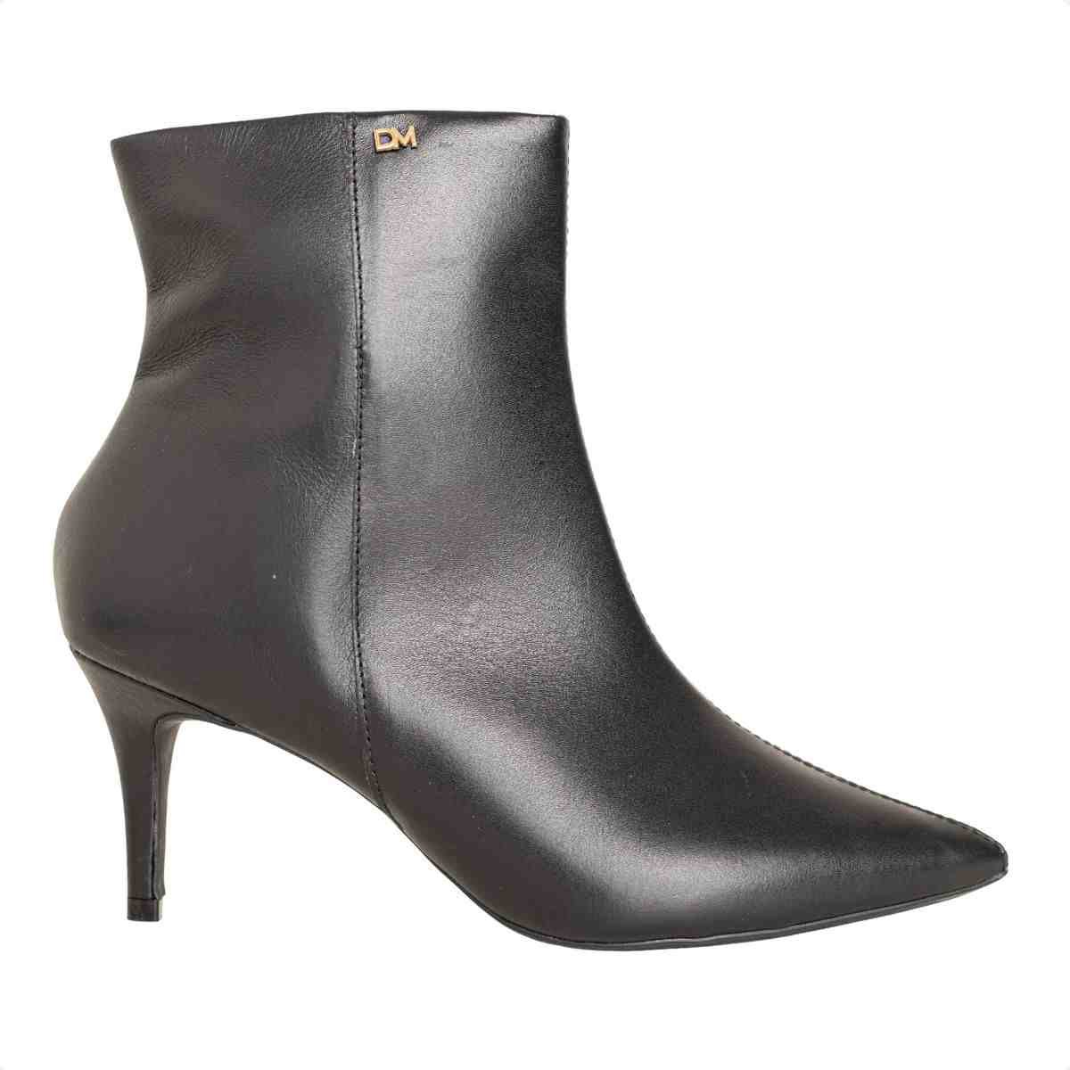 Bota Feminina Dm Cano Médio Veneto Preto Com Salto Fino