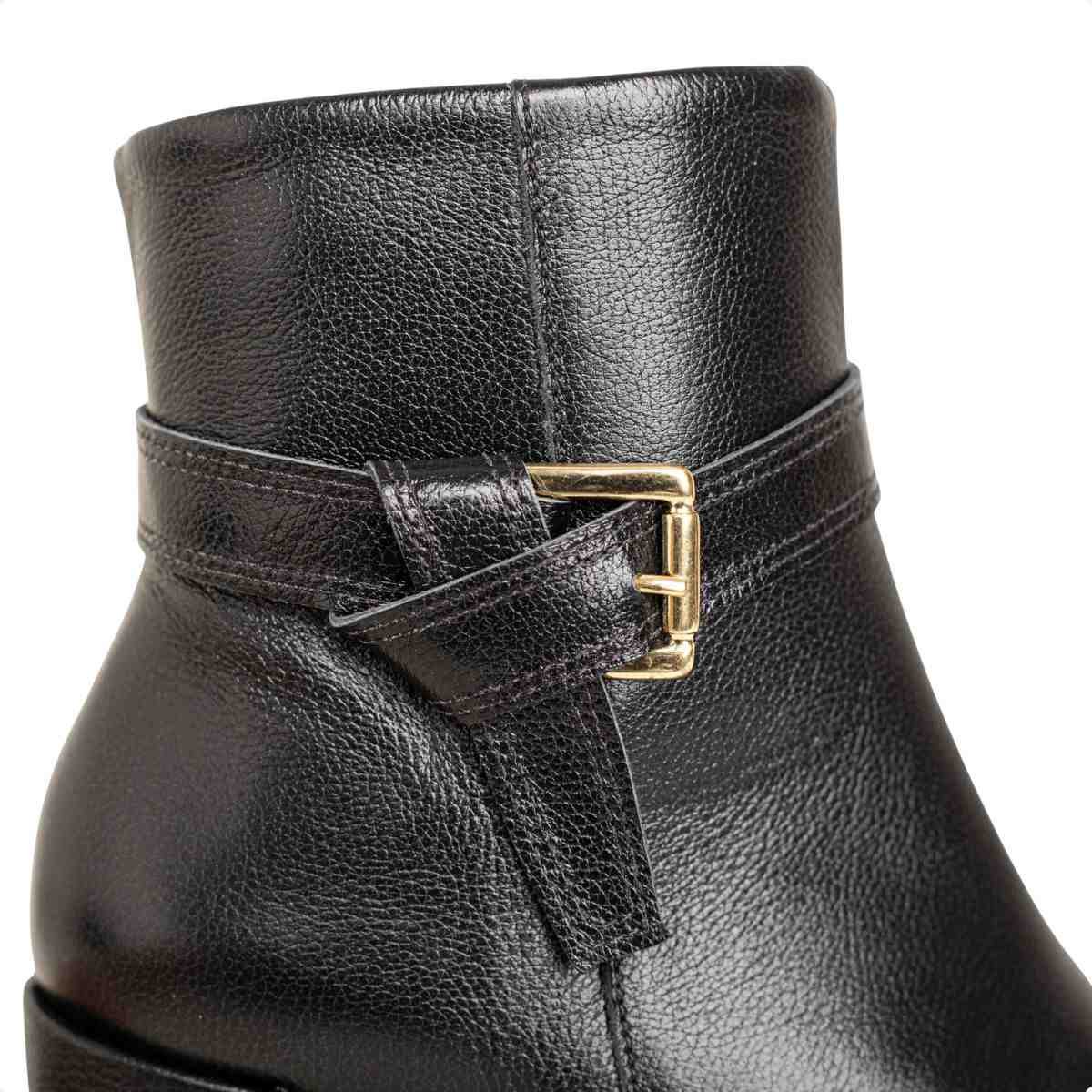 Bota Feminina Dm Cano Médio Em Couro Com Salto Bloco Veneto Preto Preto 3