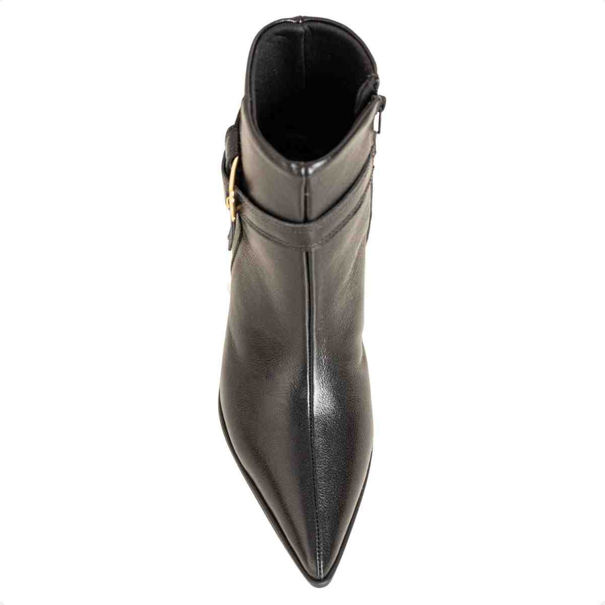 Bota Feminina Dm Cano Médio Em Couro Com Salto Bloco Veneto Preto Preto 6