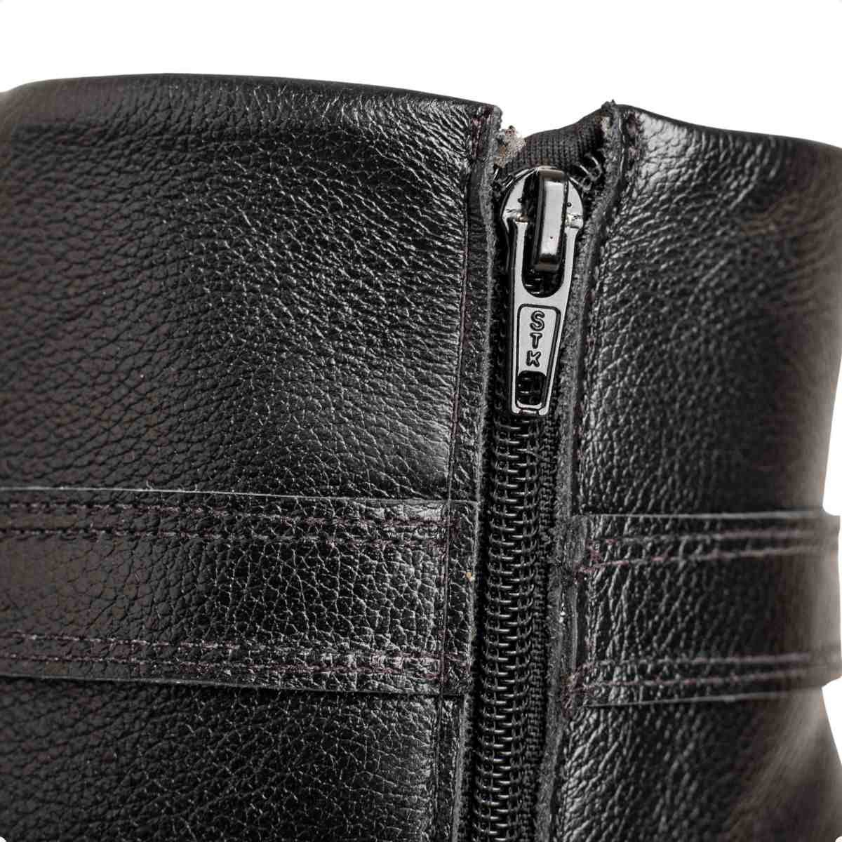 Bota Feminina Dm Cano Médio Em Couro Com Salto Bloco Veneto Preto Preto 7