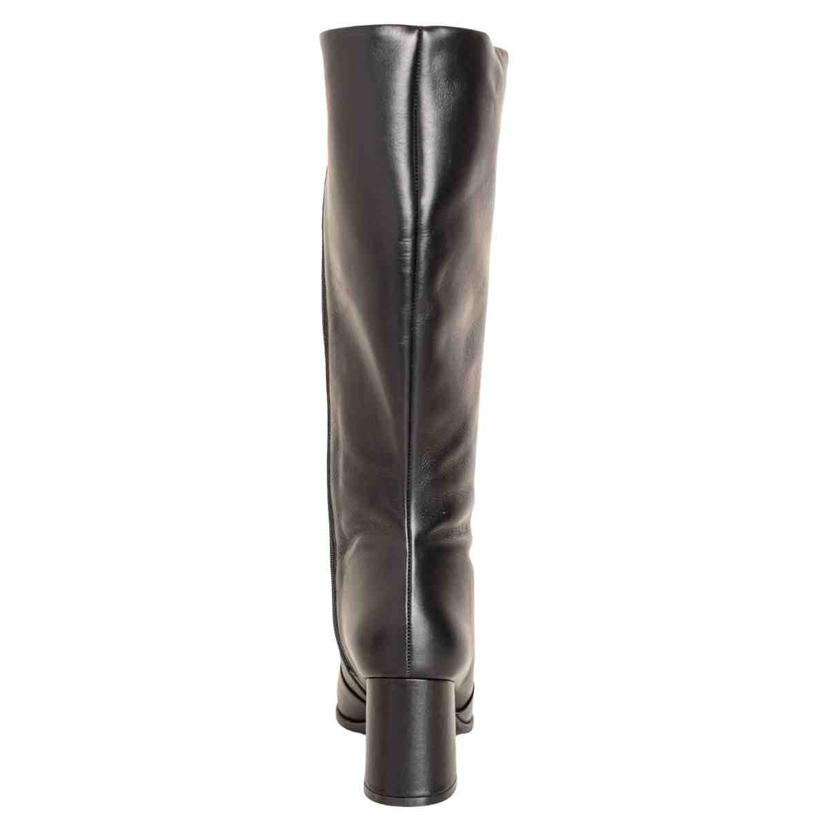 Bota Feminina Dm Cano Alto Em Couro Com Salto Bloco Veneto Preto Preto 4