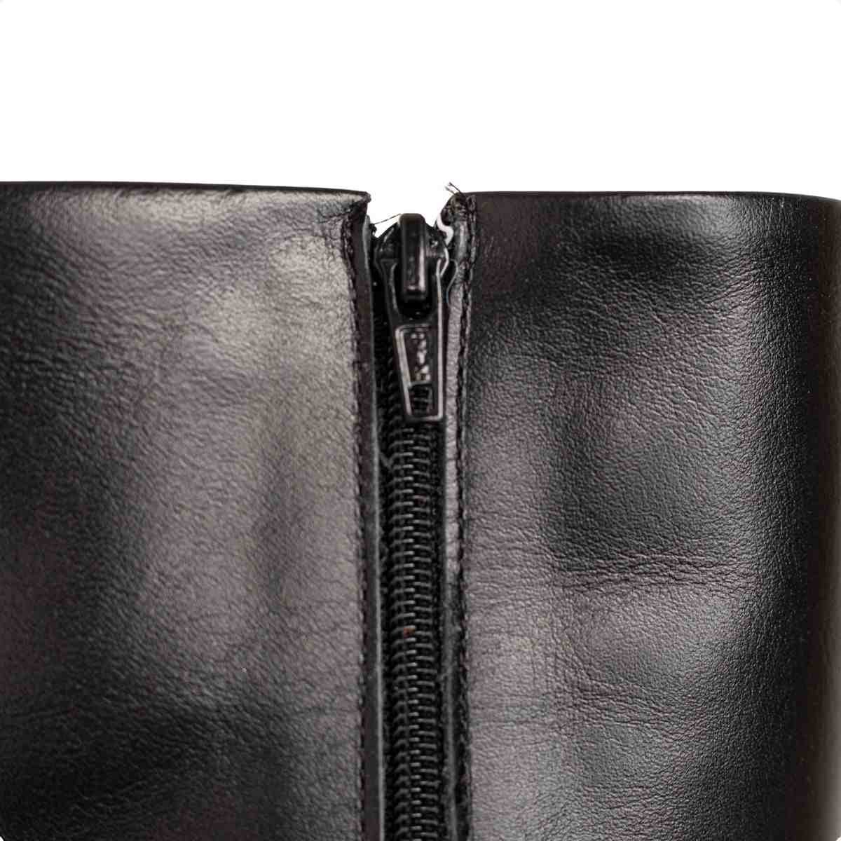 Bota Feminina Dm Cano Alto Em Couro Com Salto Bloco Veneto Preto Preto 3