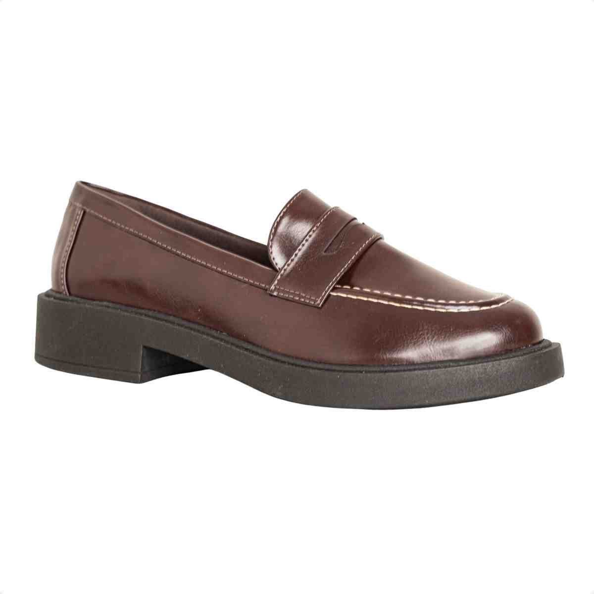 Mocassim Feminino Dm Com Salto Médio Madrid Rocha Marrom 2