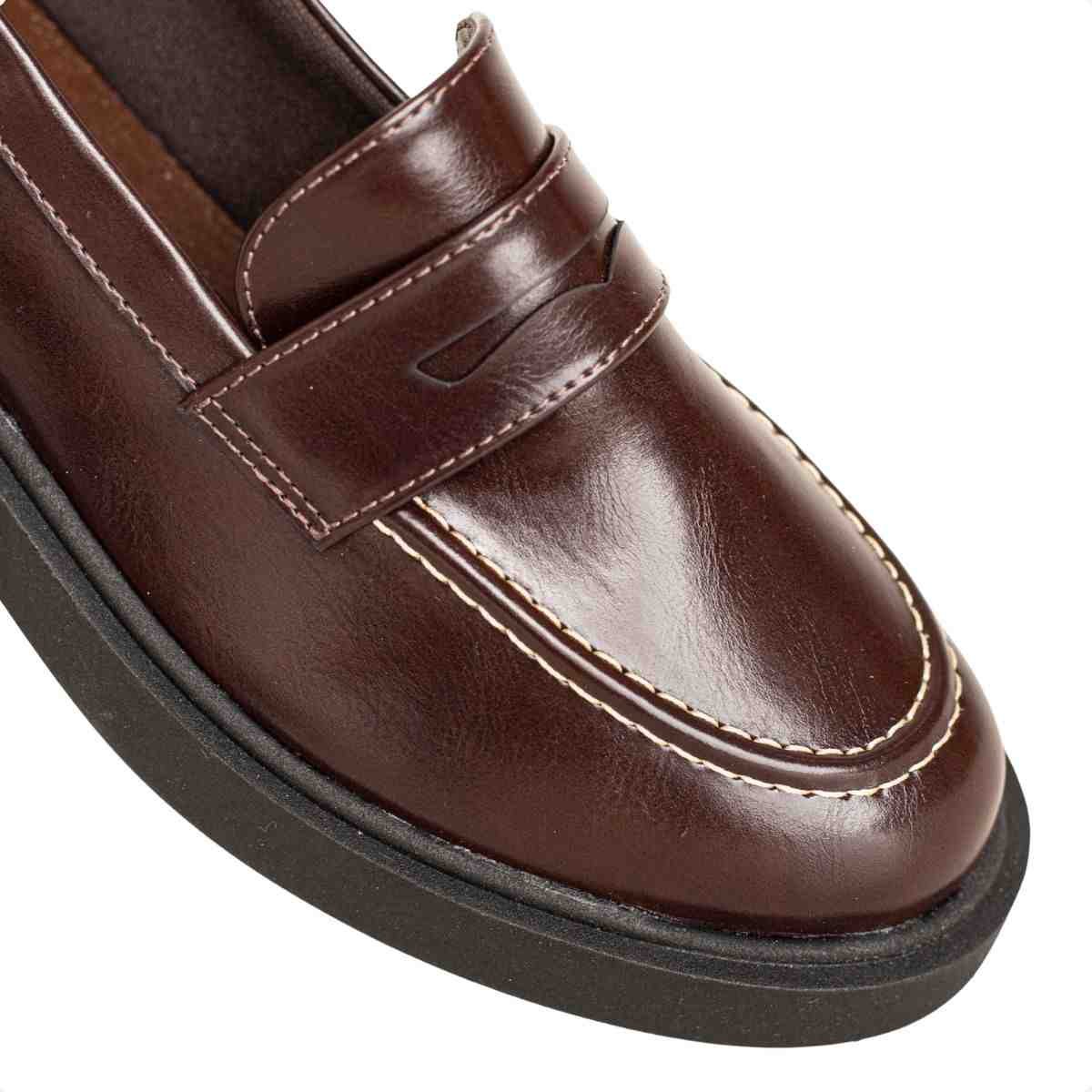 Mocassim Feminino Dm Com Salto Médio Madrid Rocha Marrom 3