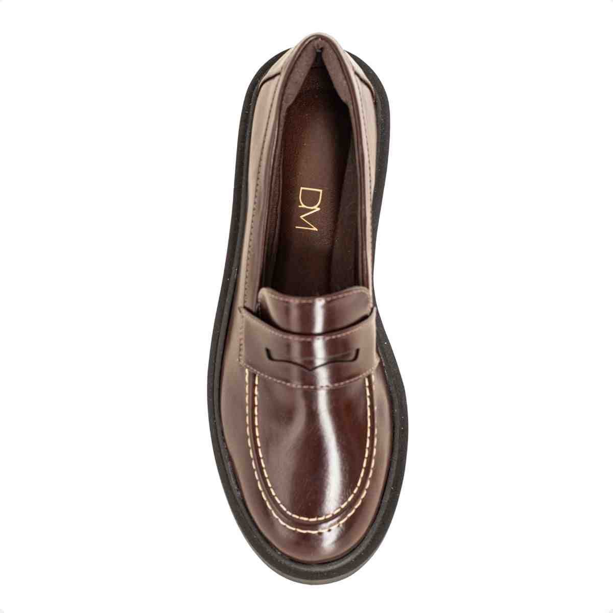 Mocassim Feminino Dm Com Salto Médio Madrid Rocha Marrom 6