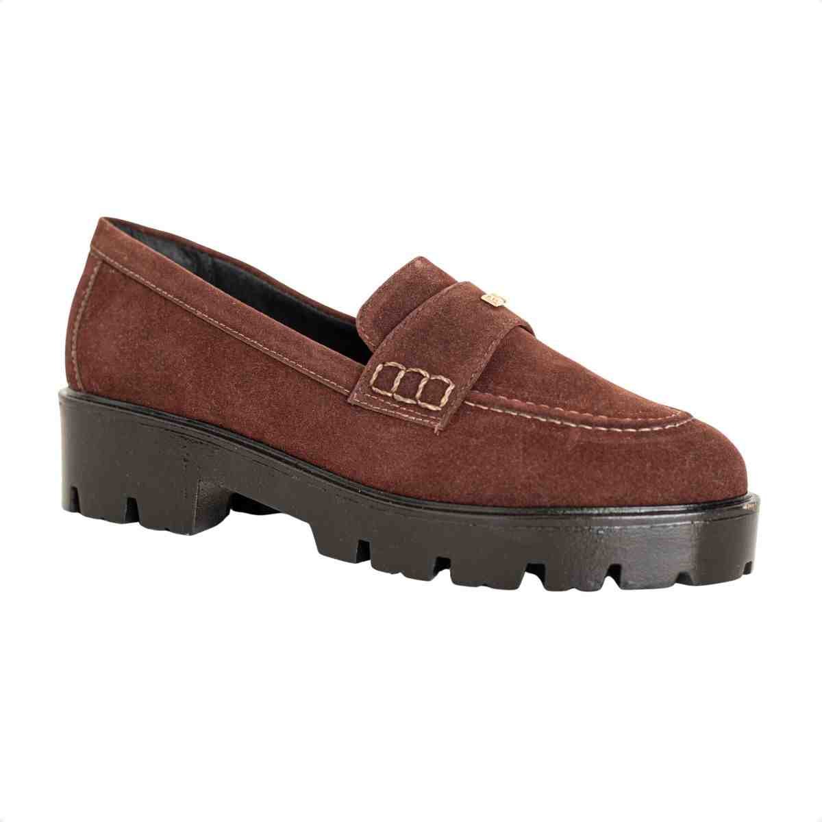 Mocassim Feminino Dm Camurça Tratorado Terra Marrom 2