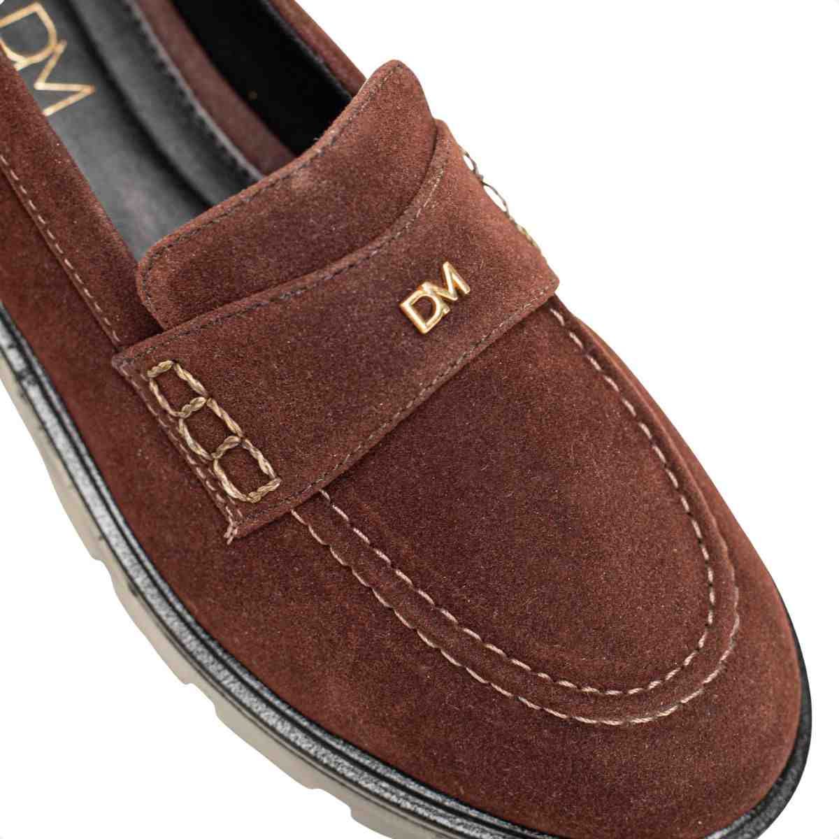 Mocassim Feminino Dm Camurça Tratorado Terra Marrom 3