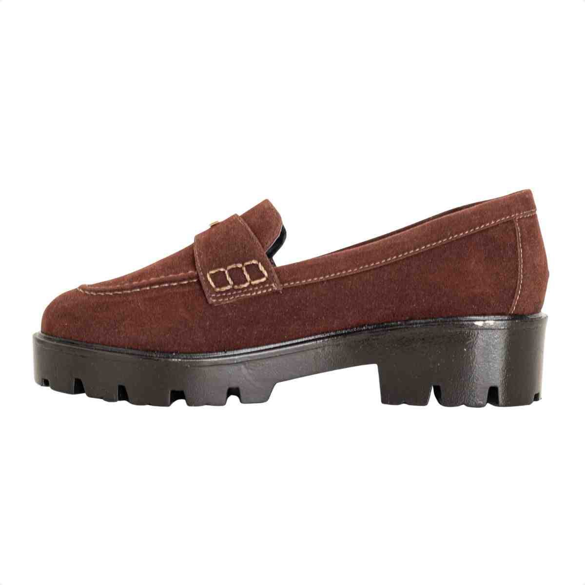 Mocassim Feminino Dm Camurça Tratorado Terra Marrom 5