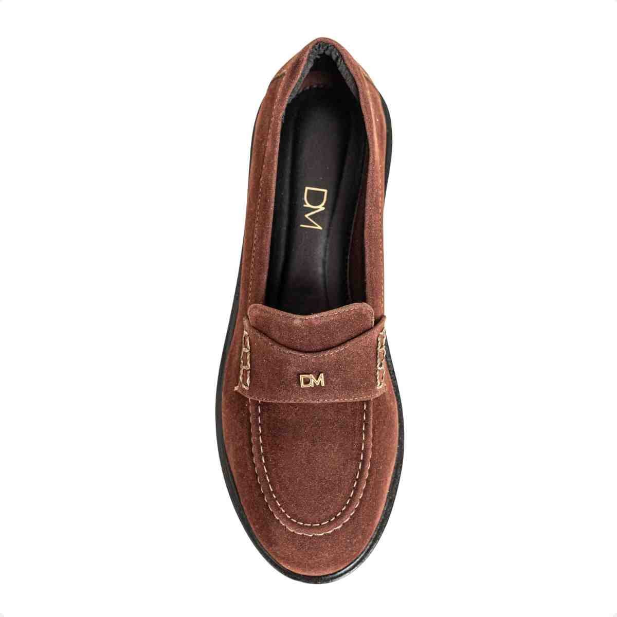 Mocassim Feminino Dm Camurça Tratorado Terra Marrom 6