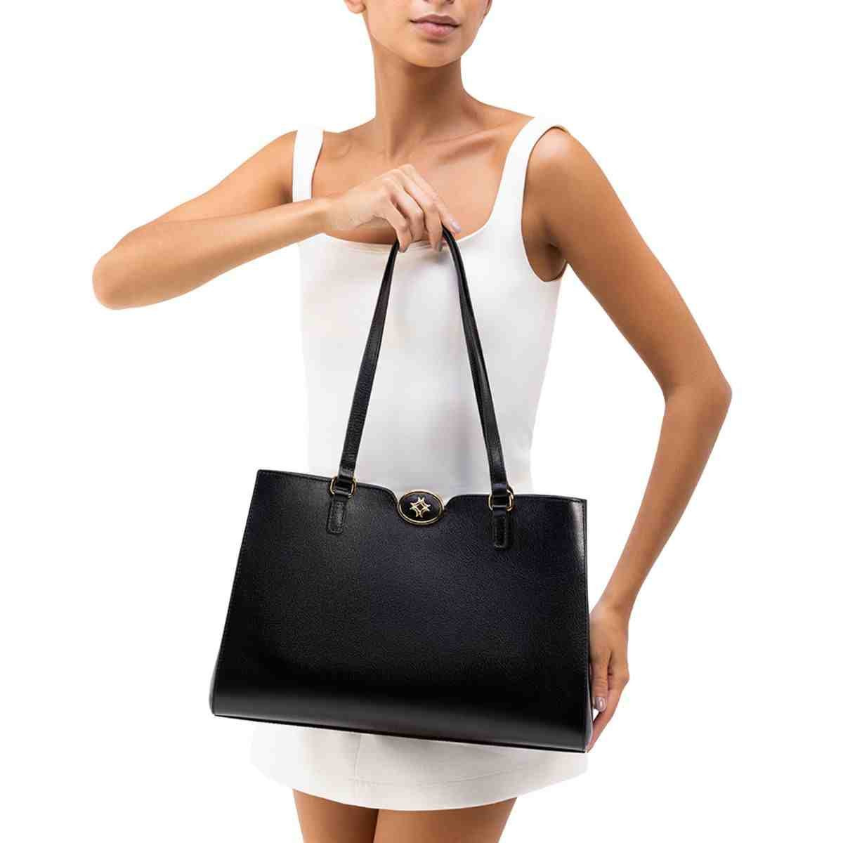 Bolsa Feminina Diana Shopping Grande Luz Da Lua Atacama Preta Preto 2