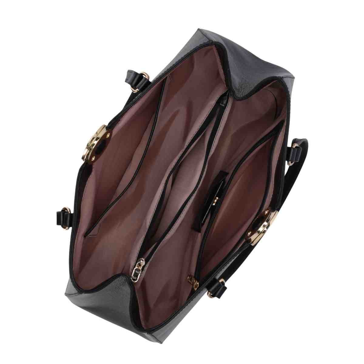 Bolsa Feminina Diana Shopping Grande Luz Da Lua Atacama Preta Preto 4