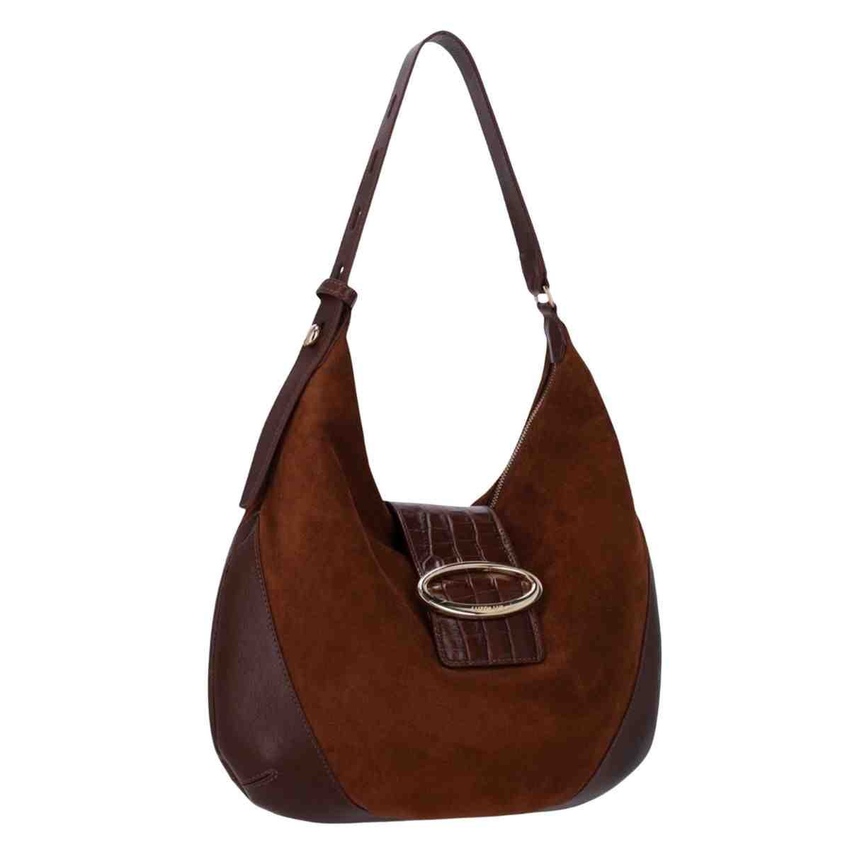 Bolsa Feminina Hobo Grande Luz Da Lua Camurça Trufa Marrom 2