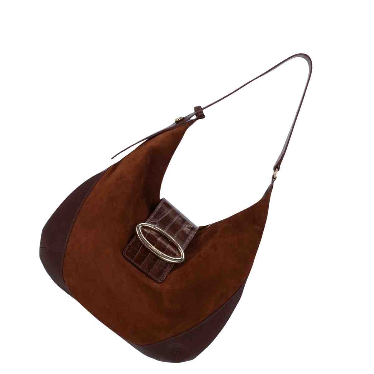 Bolsa Feminina Hobo Grande Luz Da Lua Camurça Trufa Marrom 6