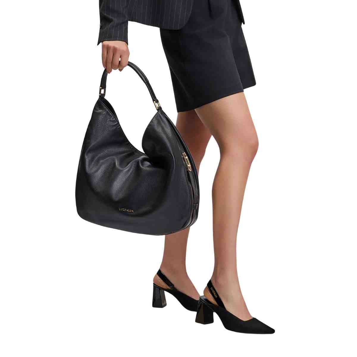 Bolsa Feminina Hobo Grande  Luz Da Lua Saara Preta Preto 2