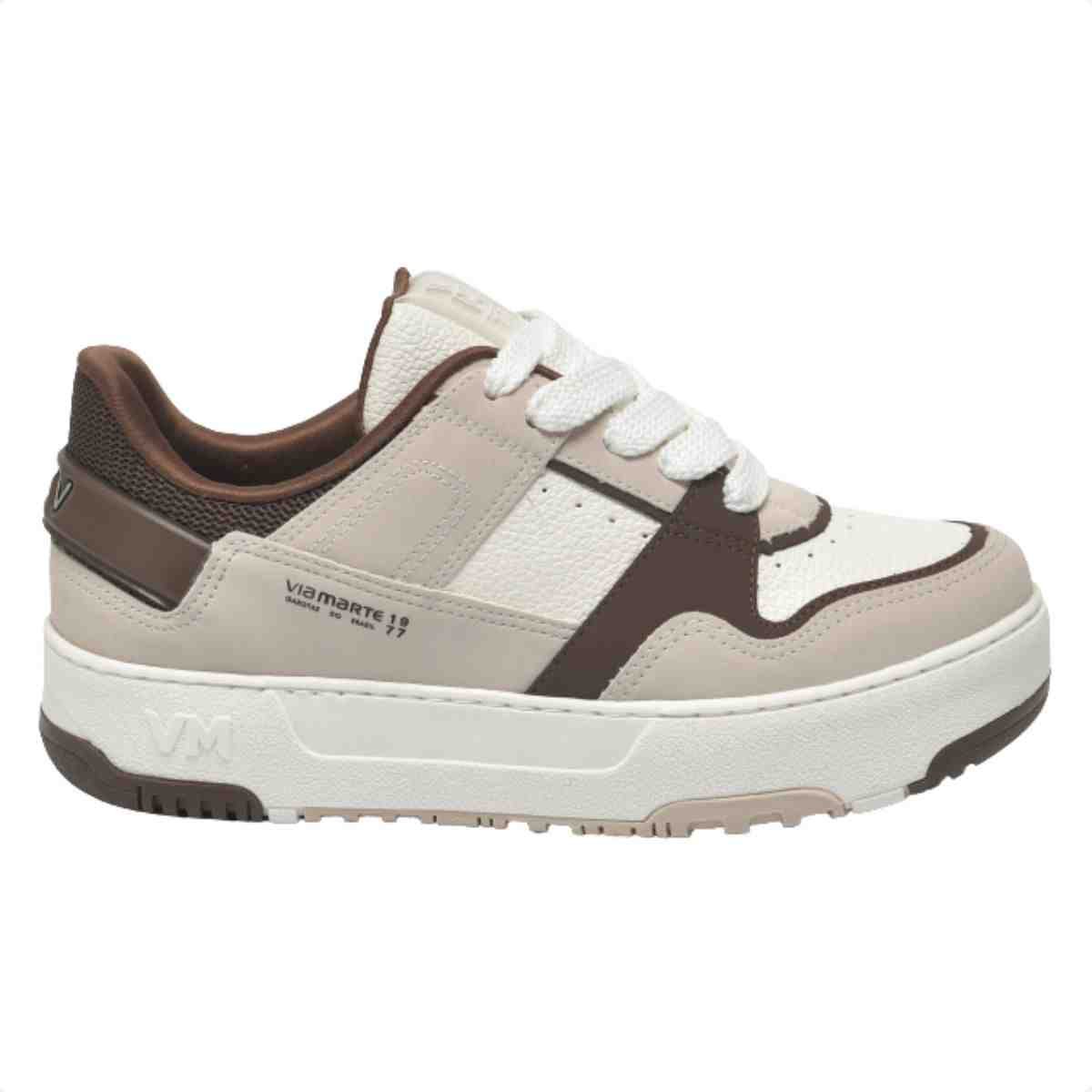 Tênis Casual Feminino Via Marte  Bege Cinza Marrom