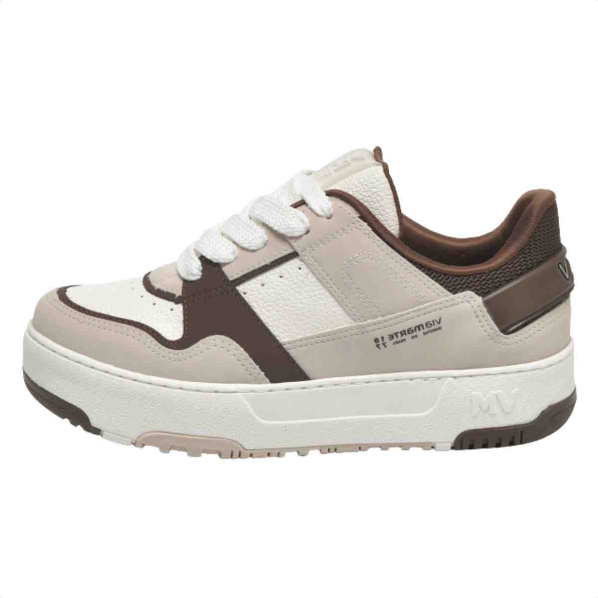 Tênis Casual Feminino Via Marte  Bege Cinza Marrom Bege/Marrom 3