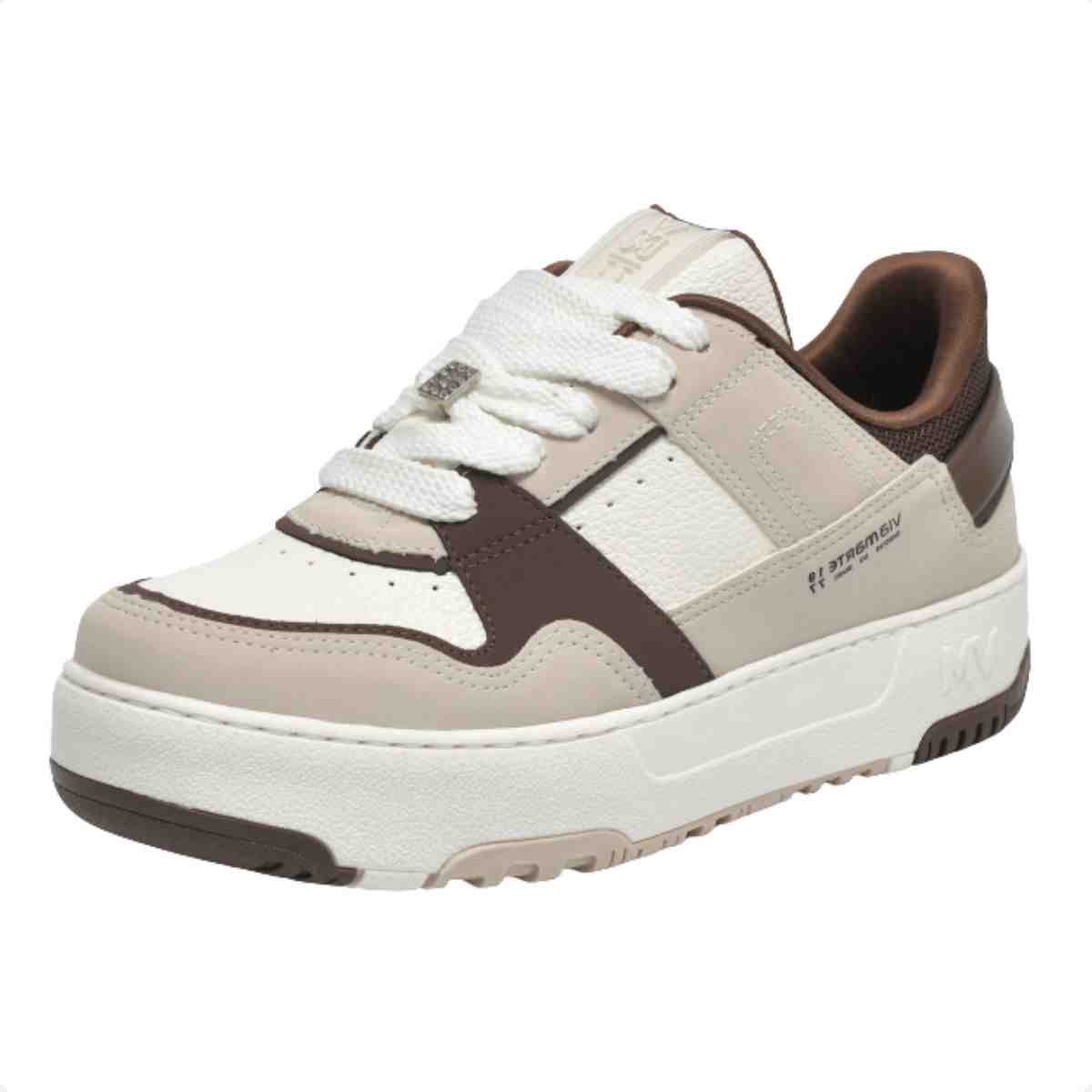 Tênis Casual Feminino Via Marte  Bege Cinza Marrom Bege/Marrom 4