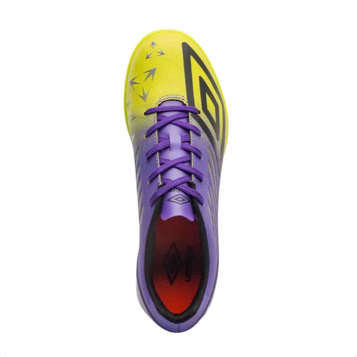 Chuteira Indoor Masculino Umbro Velocita Decimo Club Verde Limão Roxo 3