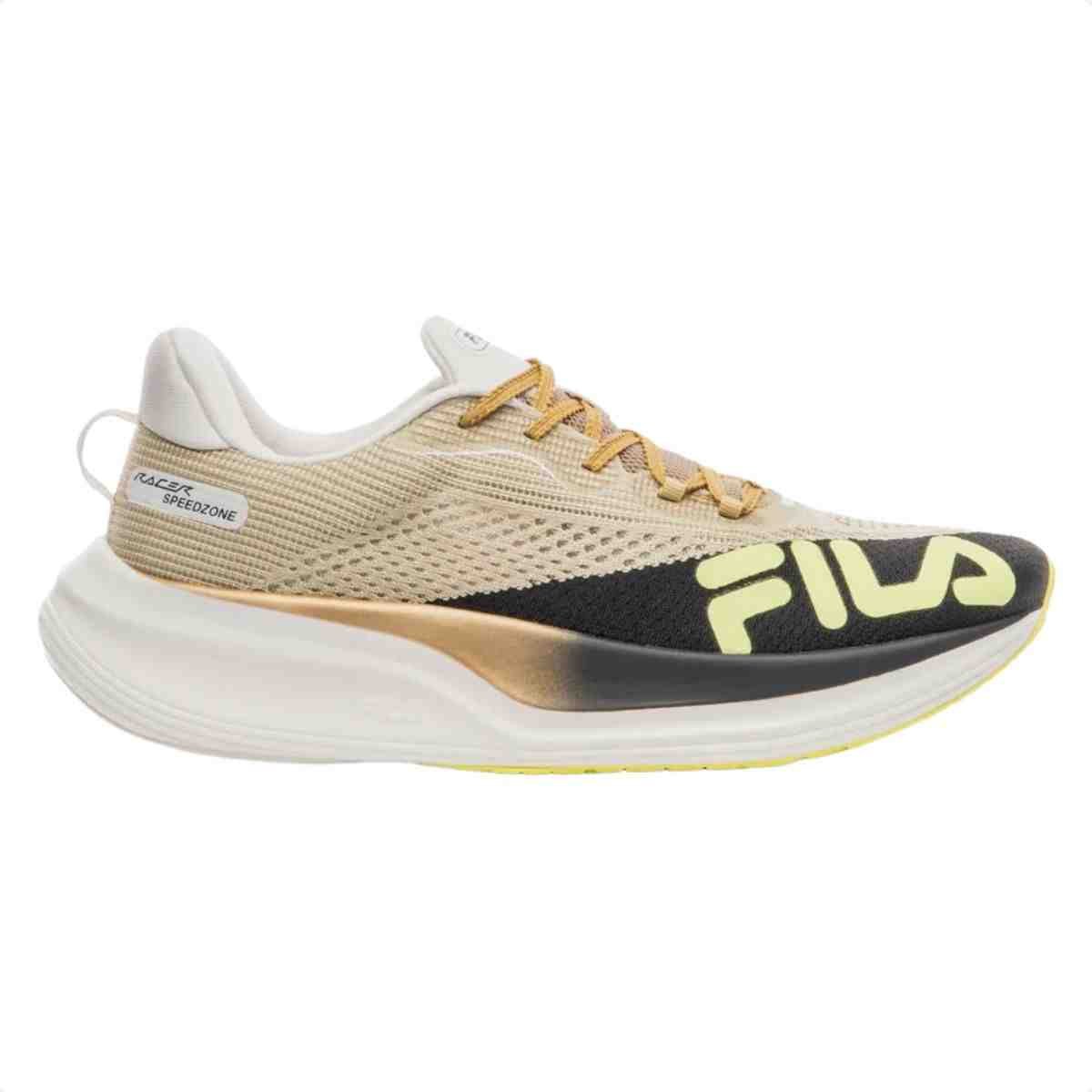 Tenis Corrida Feminino Fila Racer Speedzone Dourado E Preto