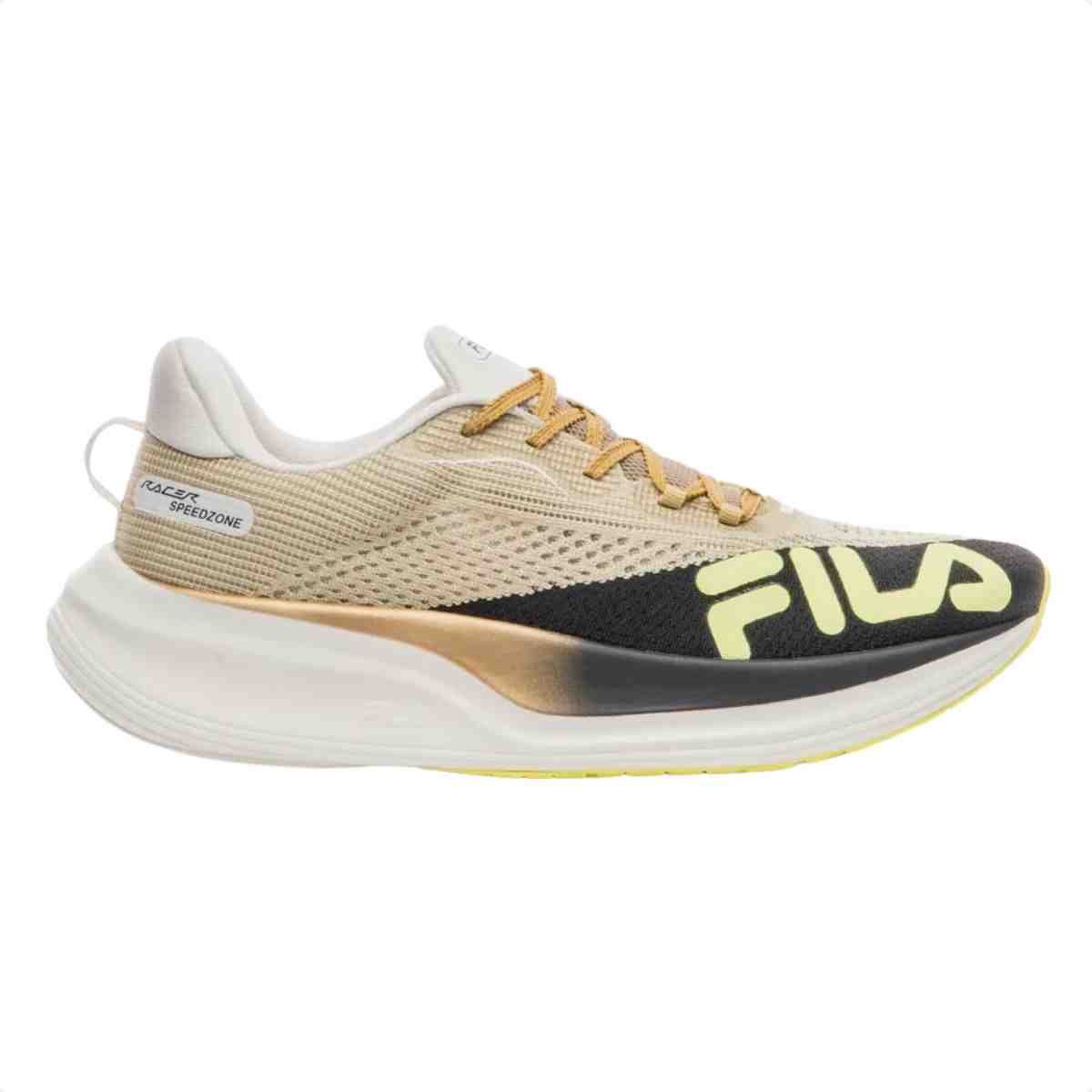 Tenis Corrida Masculino Fila Racer Speedzone Dourado E Preto