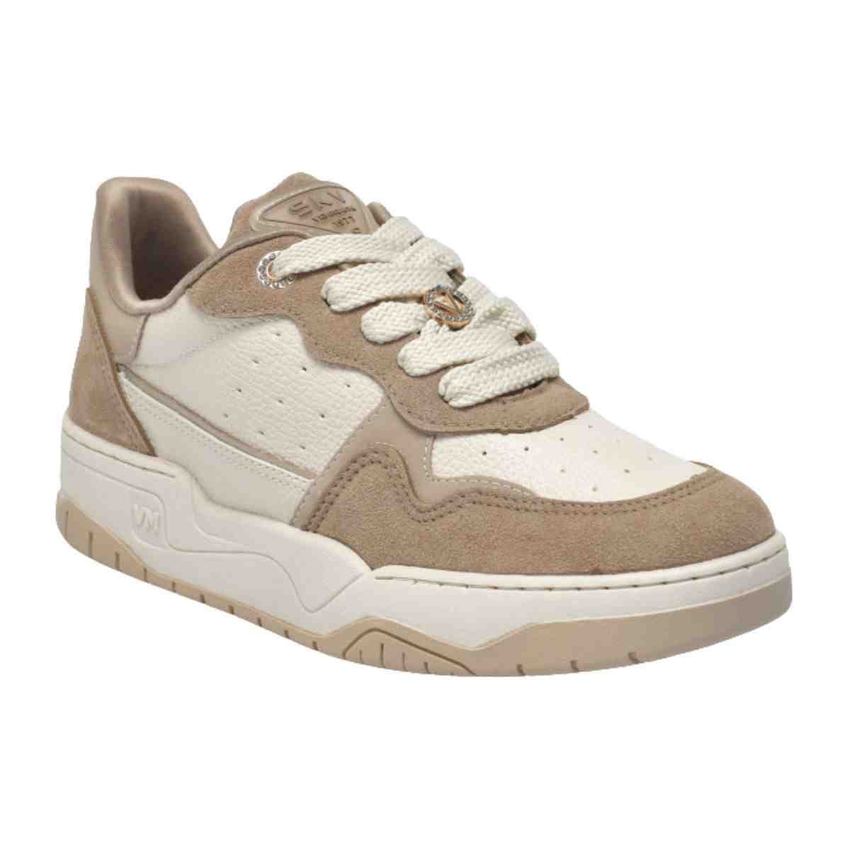 Tênis Casual Feminino Via Marte Taupe Marfim Champagne Bege 2