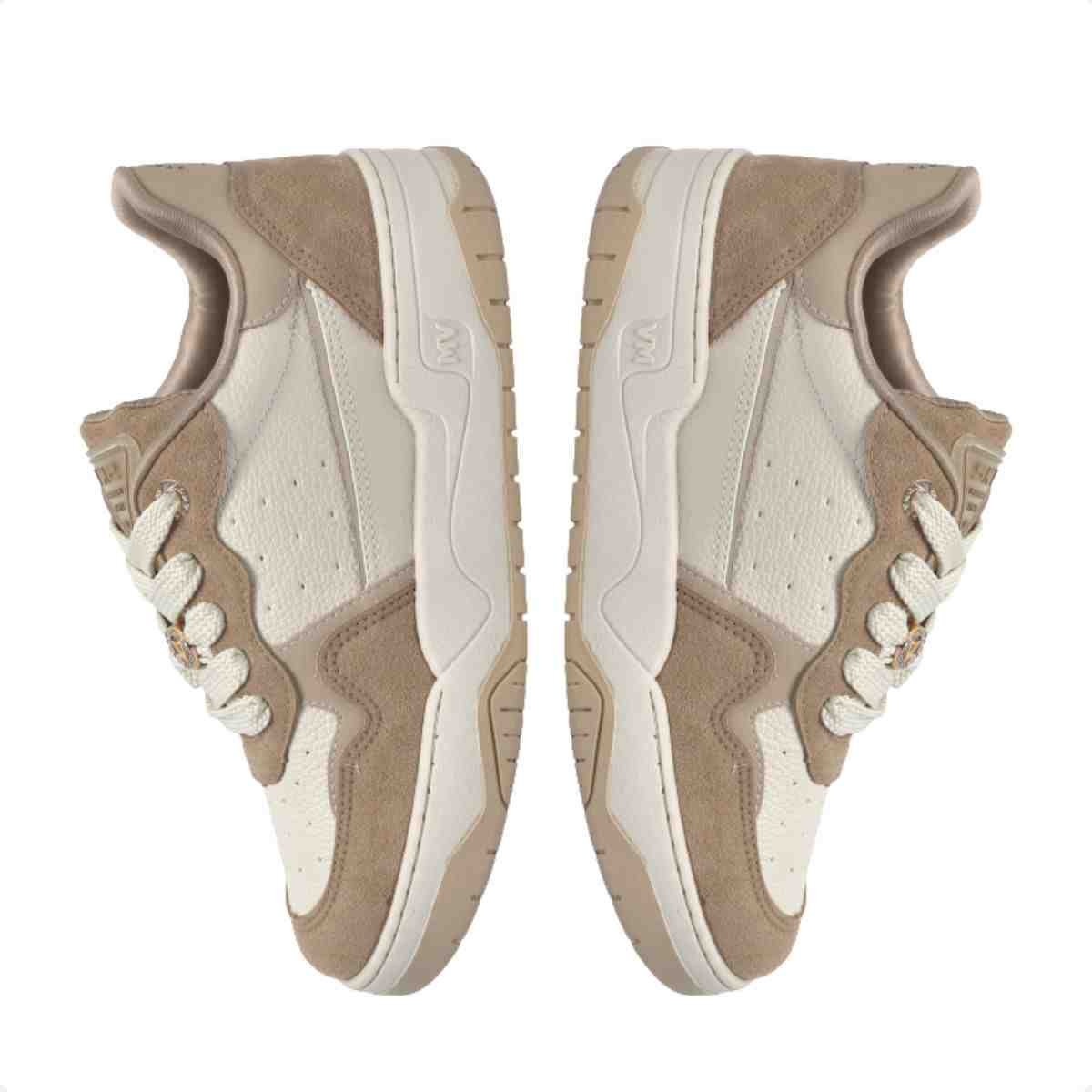 Tênis Casual Feminino Via Marte Taupe Marfim Champagne Bege 5