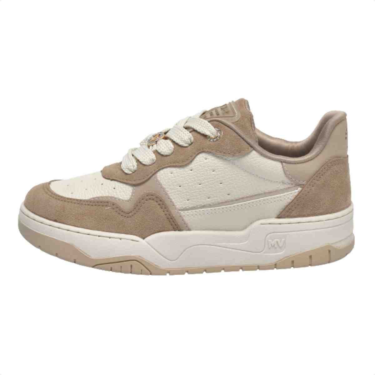 Tênis Casual Feminino Via Marte Taupe Marfim Champagne Bege 3