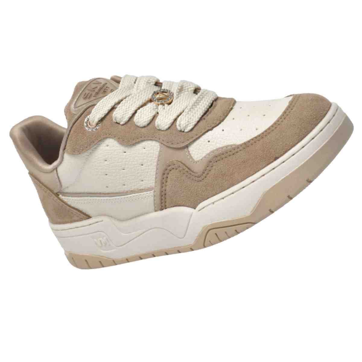 Tênis Casual Feminino Via Marte Taupe Marfim Champagne Bege 6