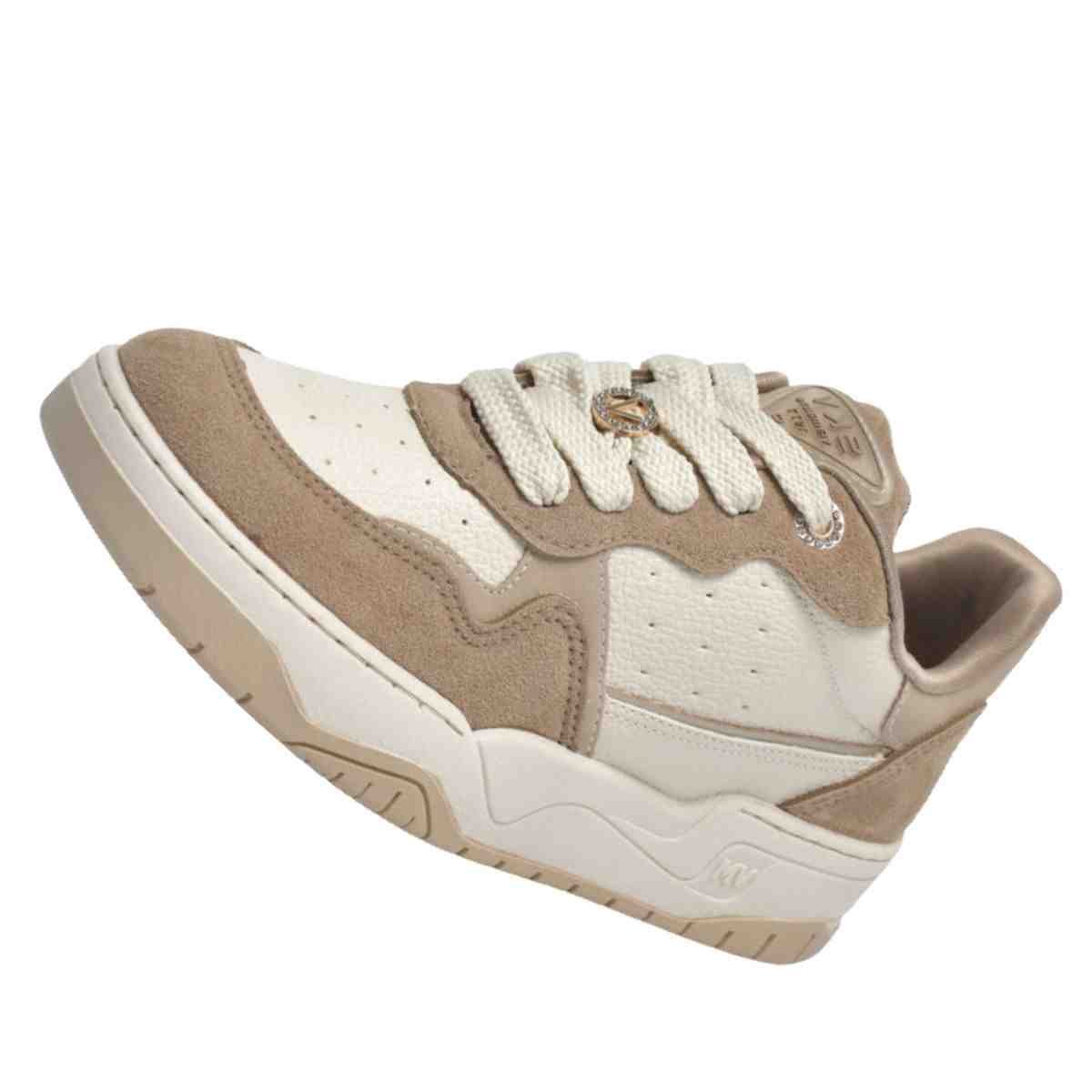 Tênis Casual Feminino Via Marte Taupe Marfim Champagne Bege 7