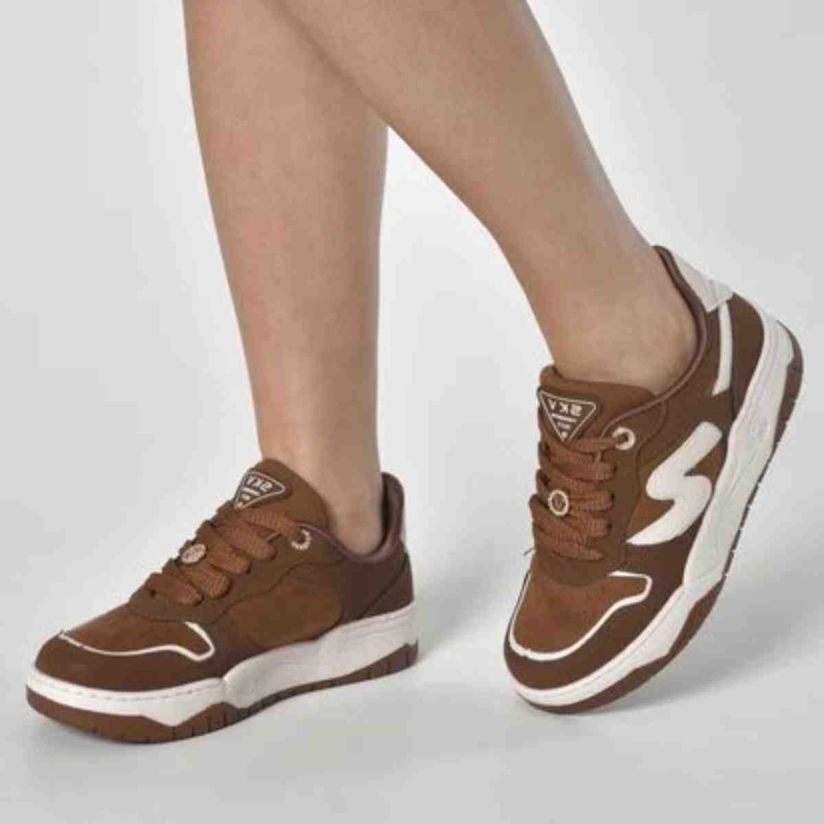 Tênis Casual Feminino Via Marte Chocolate Marfim Bege Marrom 2