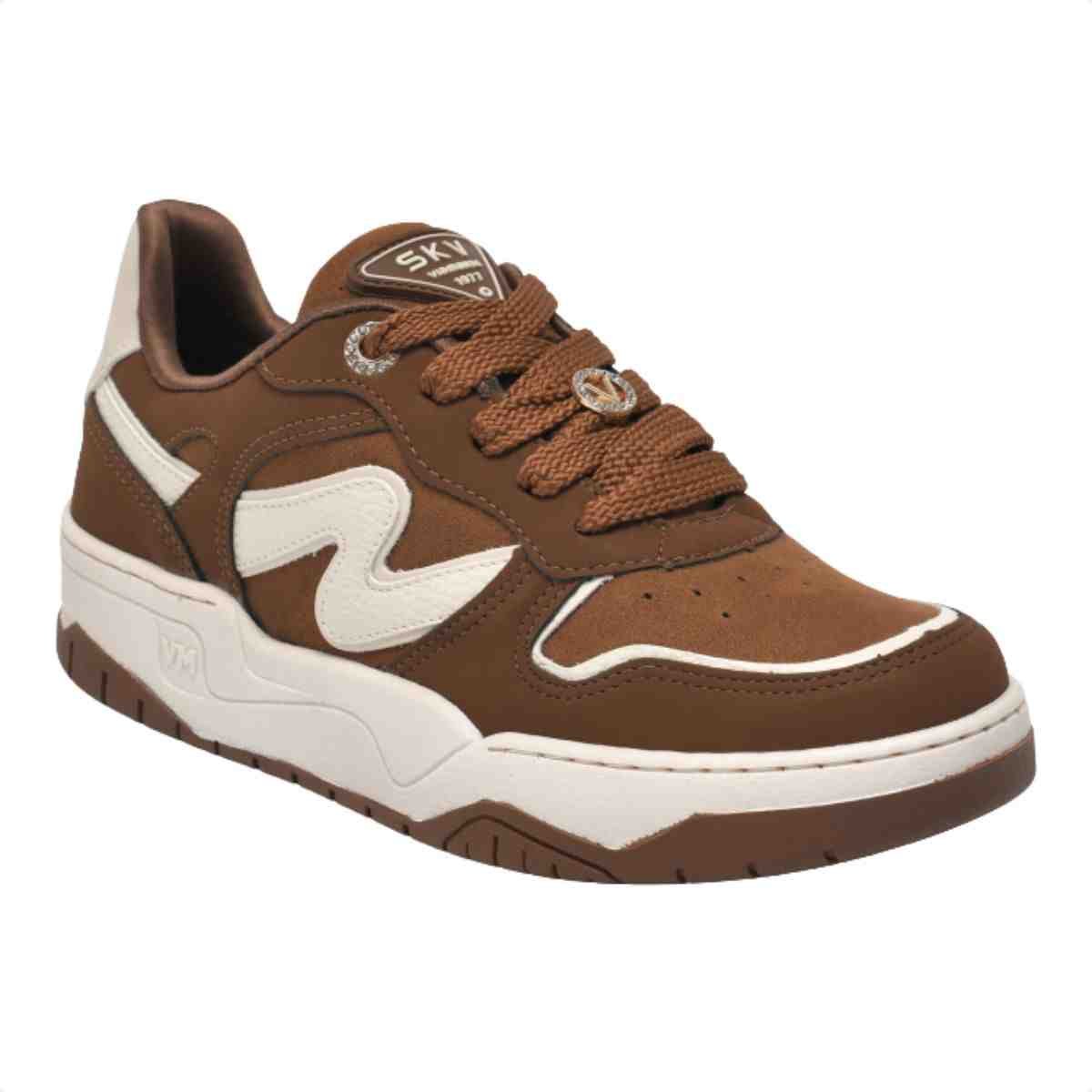 Tênis Casual Feminino Via Marte Chocolate Marfim Bege Marrom 3
