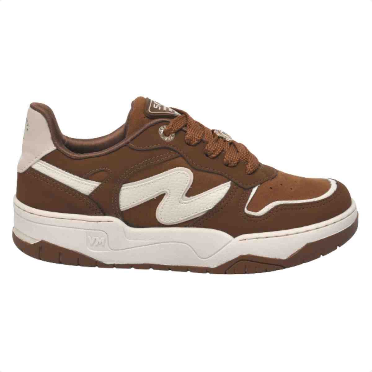 Tênis Casual Feminino Via Marte Chocolate Marfim Bege