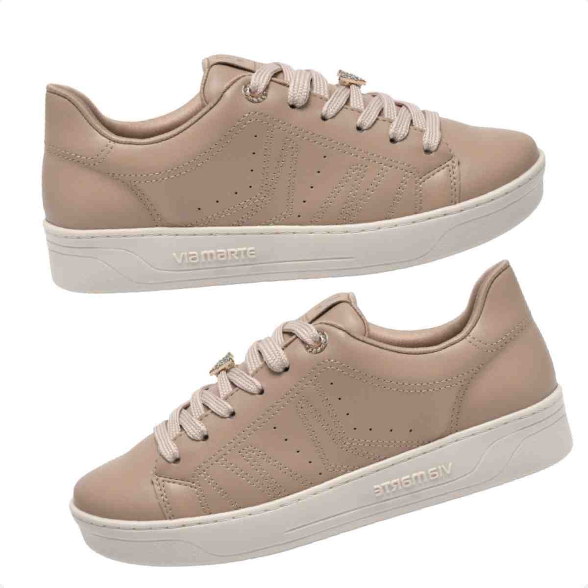 Tênis Casual Feminino Via Marte Creme Bege 4
