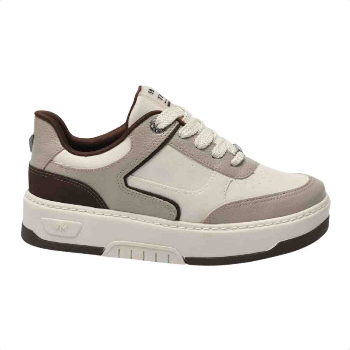 Tênis Casual Feminino Via Marte Marfim Marrom