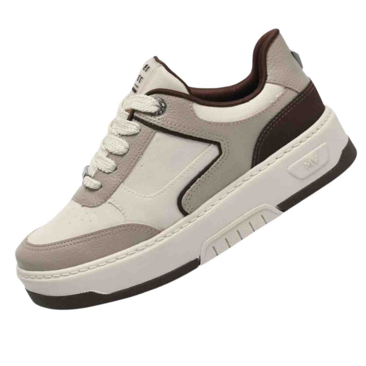 Tênis Casual Feminino Via Marte Marfim Marrom Bege 6