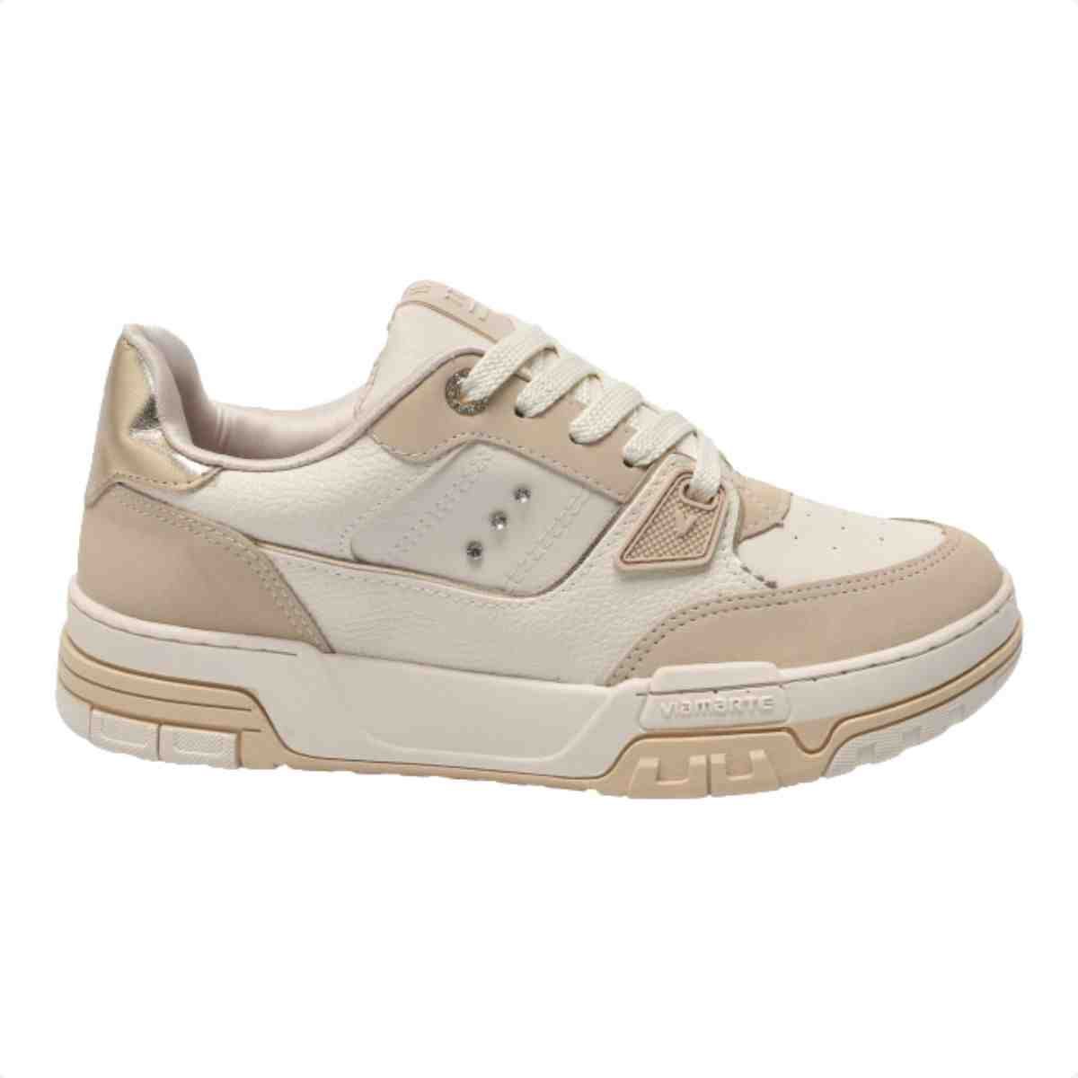 Tênis Casual Feminino Via Marte  Baunilha Marfim Ouro