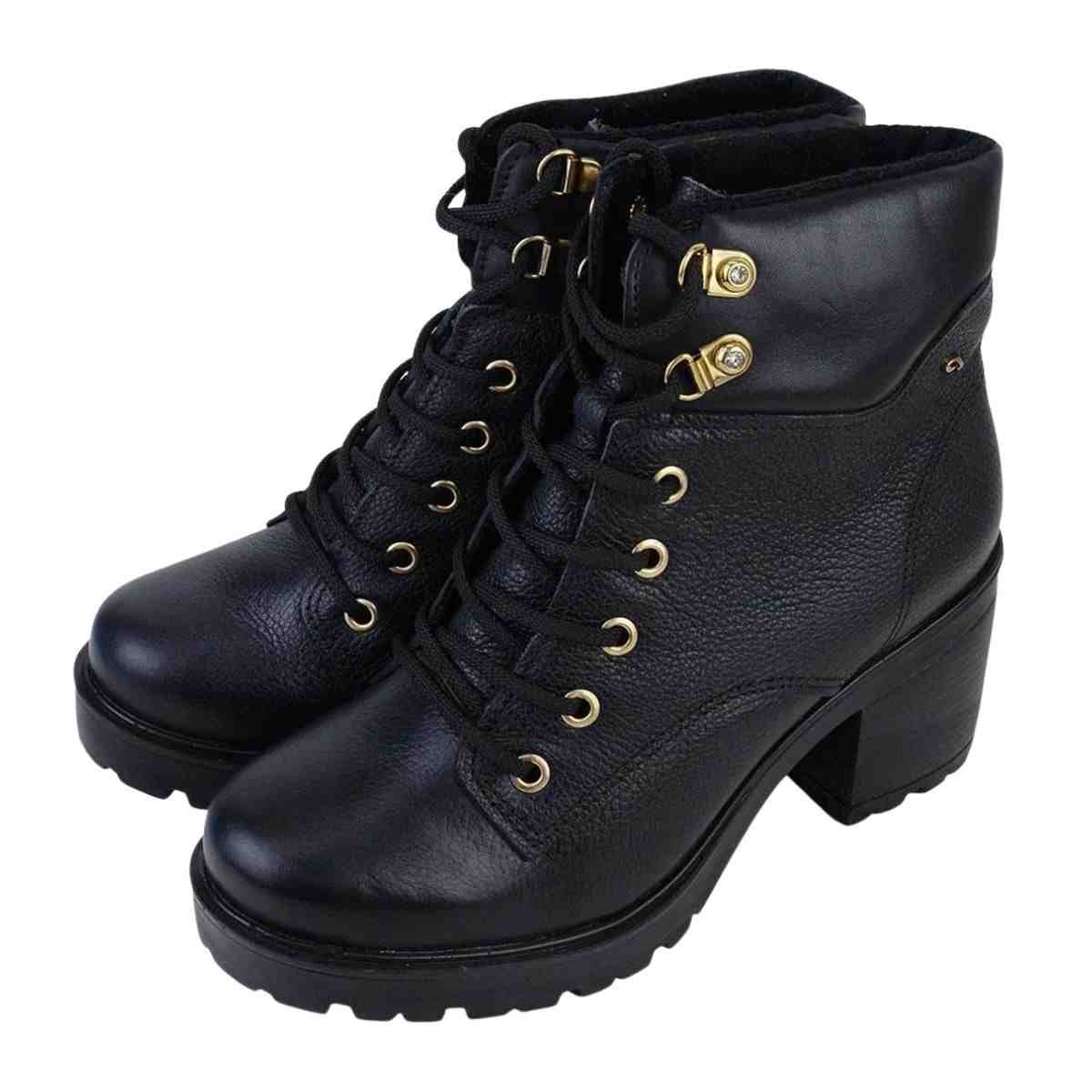 Bota Feminina Coturno Pegada Preto Preto 2