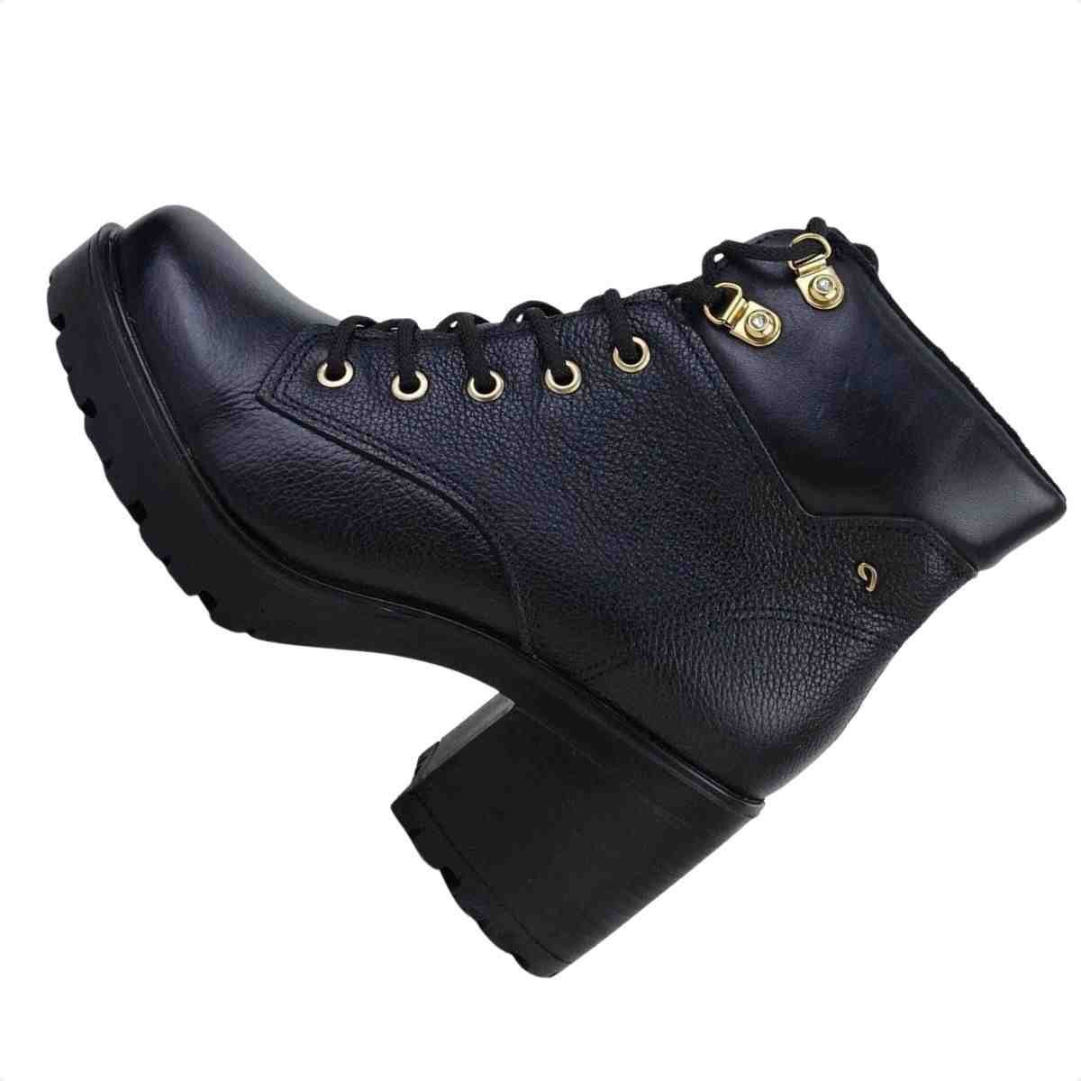 Bota Feminina Coturno Pegada Preto Preto 3