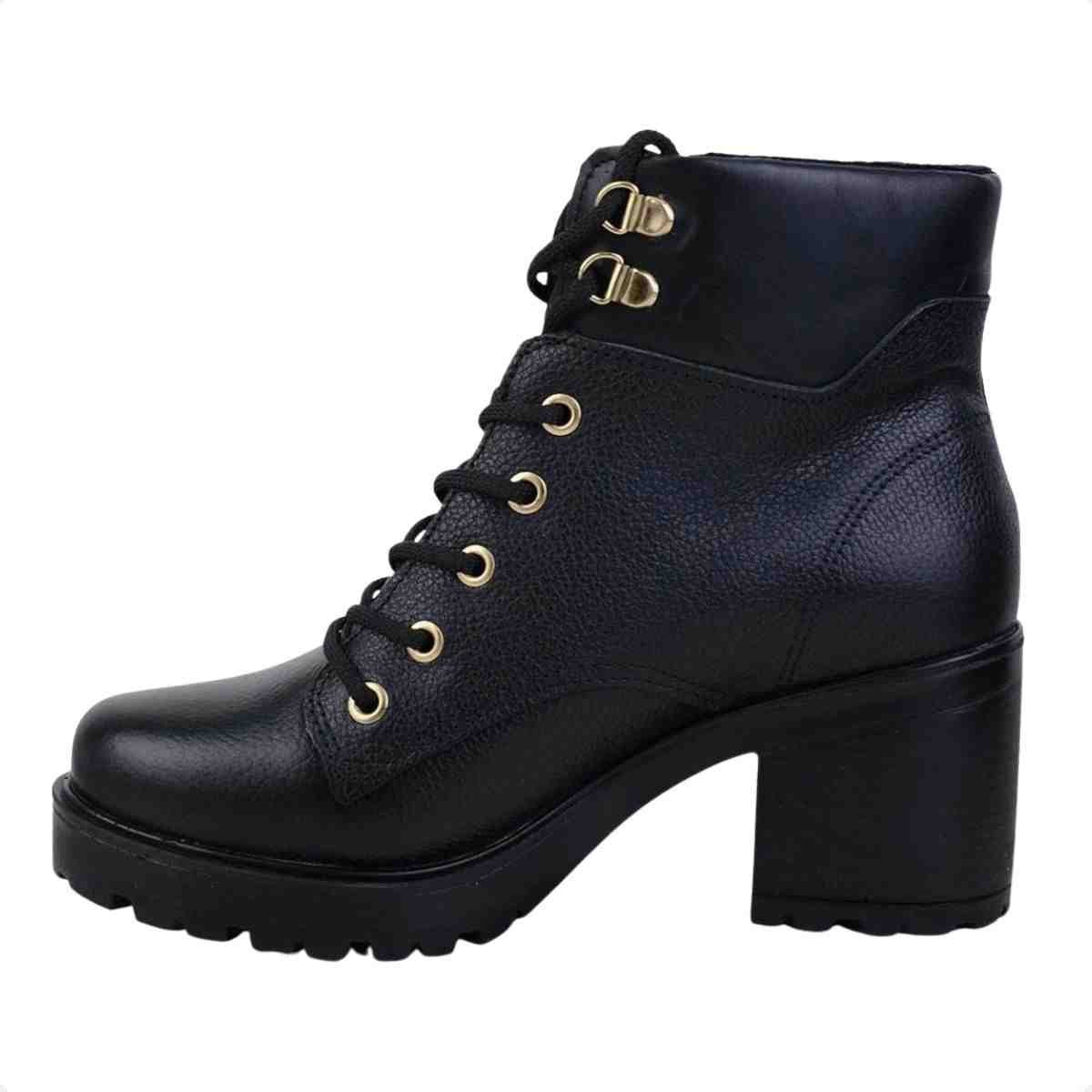 Bota Feminina Coturno Pegada Preto Preto 4