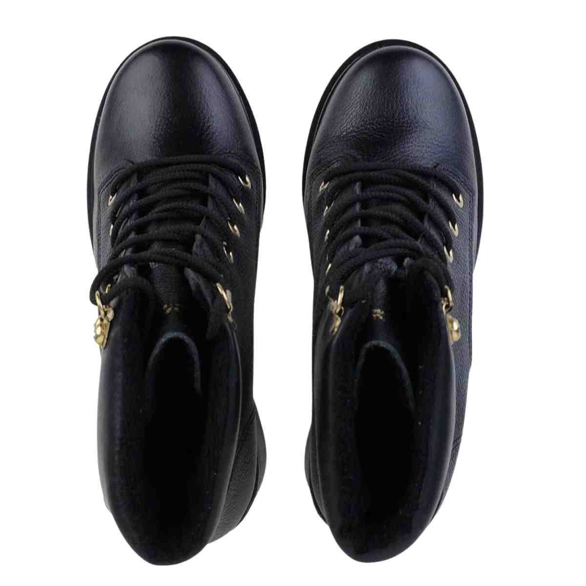 Bota Feminina Coturno Pegada Preto Preto 6